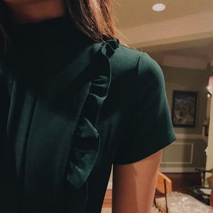 Zara dark green ruffle dress